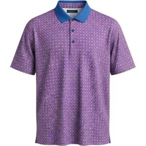 Graham Luxe Mens XL Purple Blue Geometric Floral Performance Golf‎ Polo Shirt